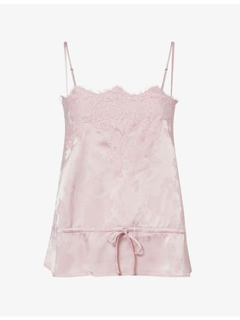 Reformation Silvia Scalloped-Neck Satin Top