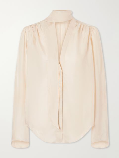 MARIA McMANUS Scarf-detailed Satin Blouse