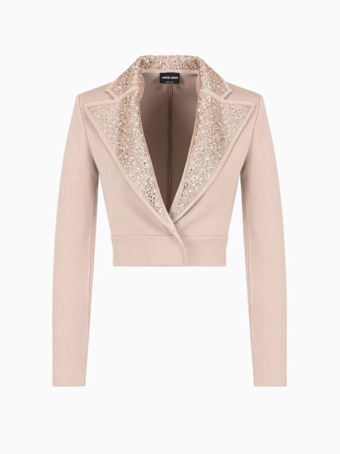 GIORGIO ARMANI Short single-breasted jacket in wool and viscose