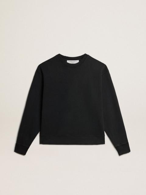Golden Goose Sweatshirt in washed black with reverse logo on the back - Asian fit