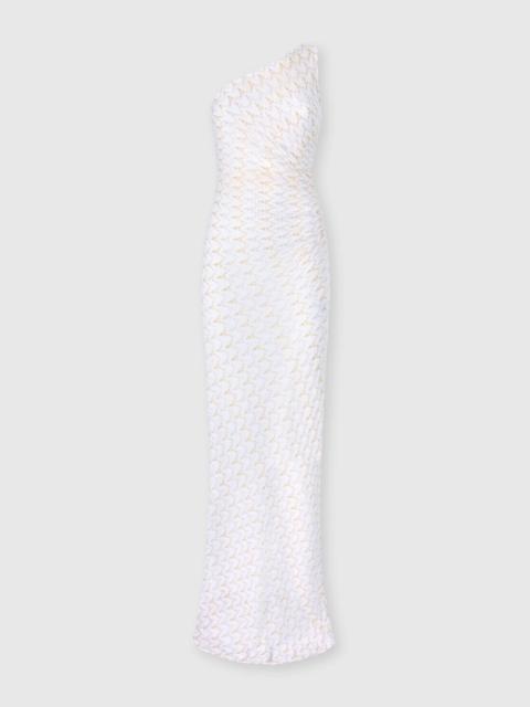 Missoni One-shoulder long dress in zig zag lace