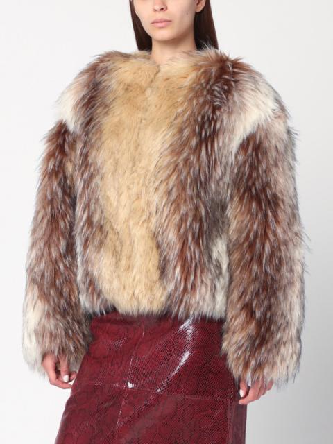 HALFBOY®️ Short beige/black/white faux fur coat