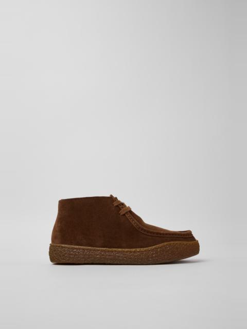 CAMPER Peu Terreno Brown Suede Ankle Boots for Women.