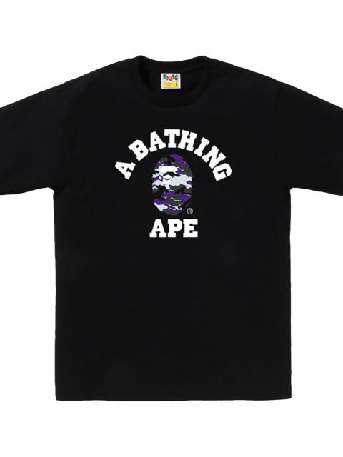 A BATHING APE® Glitch Woodland Camo College Tee "Black / Purple Camo" 0ZXTEM031101Q BKS