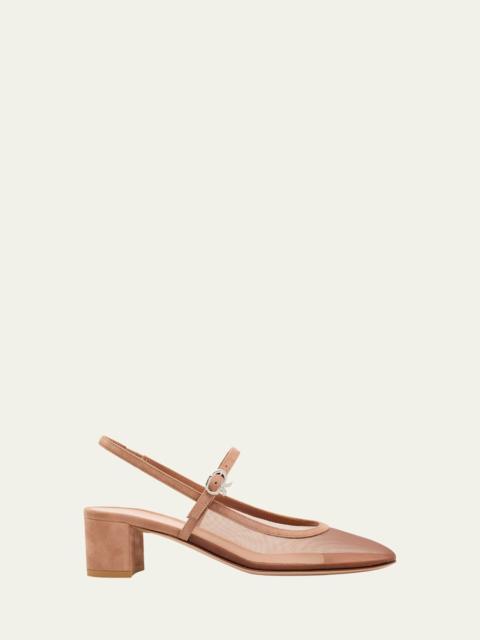 Mesh Mary Jane Ballerina Pumps