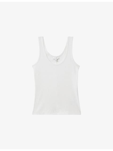 REISS Violet Ribbed Stretch-Cotton Vest