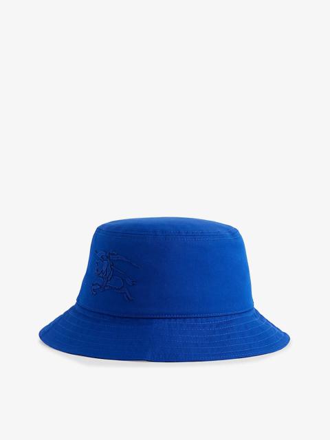Brand-embroidered wide-brim cotton bucket hat