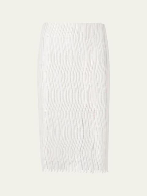 AKRIS Techno Wave Guipure Slit Pencil Skirt