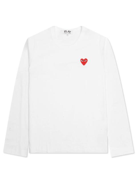 Comme des Garçons PLAY WOMEN'S EMBLEM LONG SLEEVE T-SHIRT - WHITE
