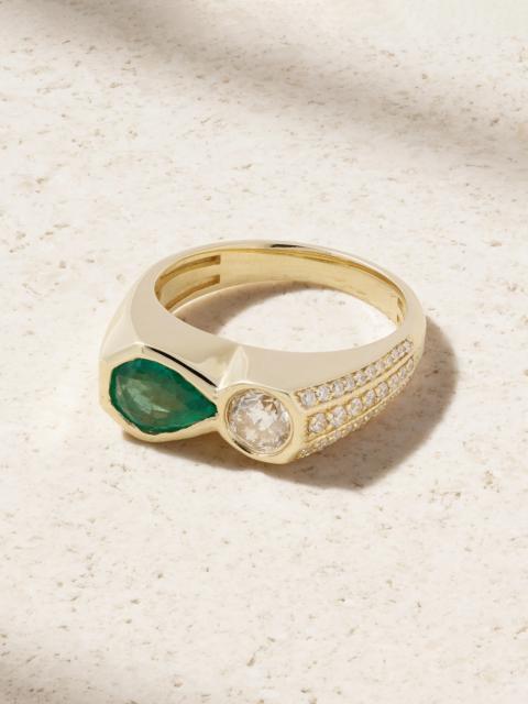 JACQUIE AICHE 14-karat Gold, Emerald And Diamond Ring