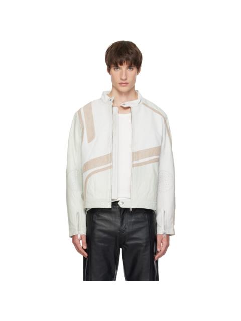DEADWOOD Off-White Hiro Leather Moto Jacket