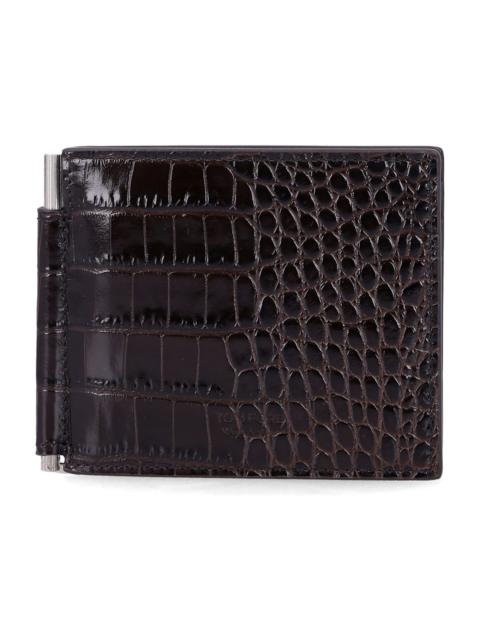 TOM FORD Tom Ford Croc-embossed Leather Money Clip Wallet