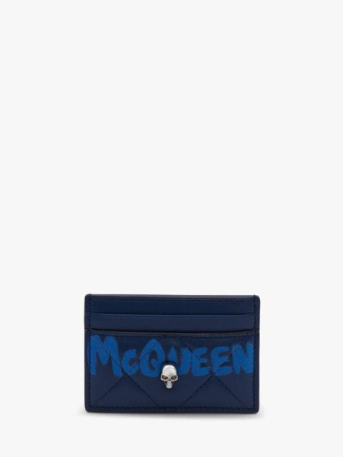 Alexander McQueen Mcqueen Graffiti Card Holder in Navy