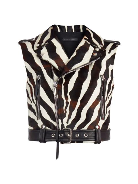 Amelia zebra-stripe biker jacket
