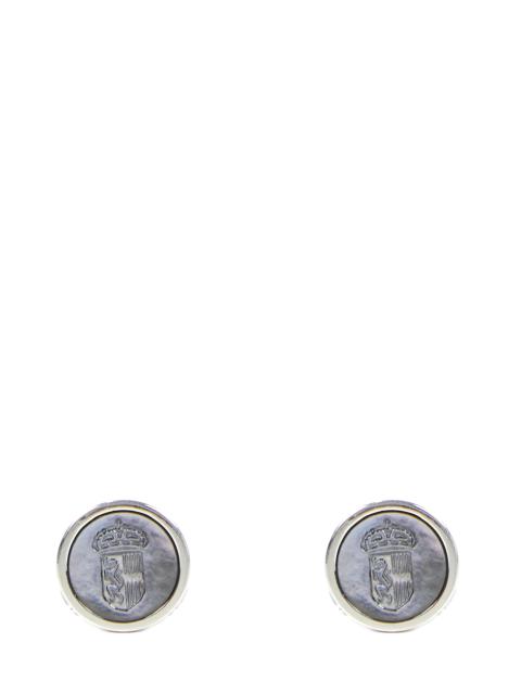 Brioni Silver cufflinks with engraved emblem on the front.