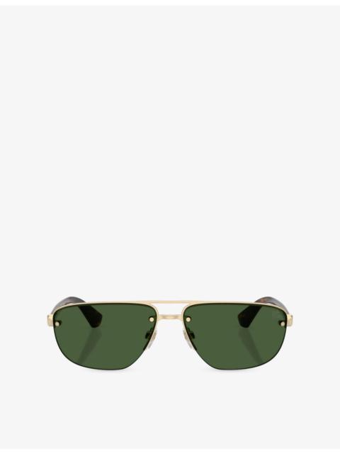 Burberry BE3164 Rectangular-Frame Metal and Acetate Sunglasses