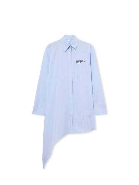 Off-White Striped Poplin Asymmetric Shirt Dress