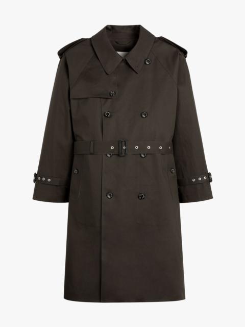 EARLSTON CHOCOLATE BONDED COTTON TRENCH COAT