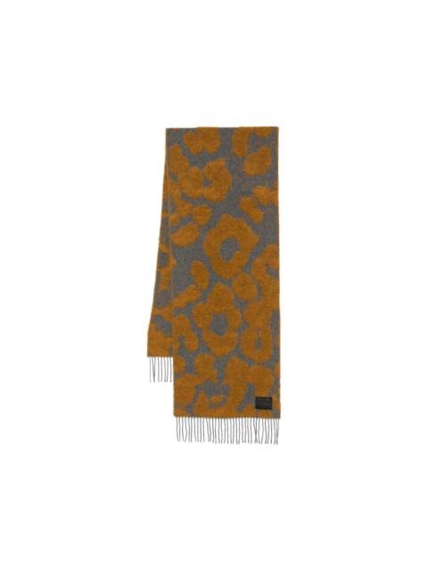 Paul Smith leopard-pattern fringed scarf