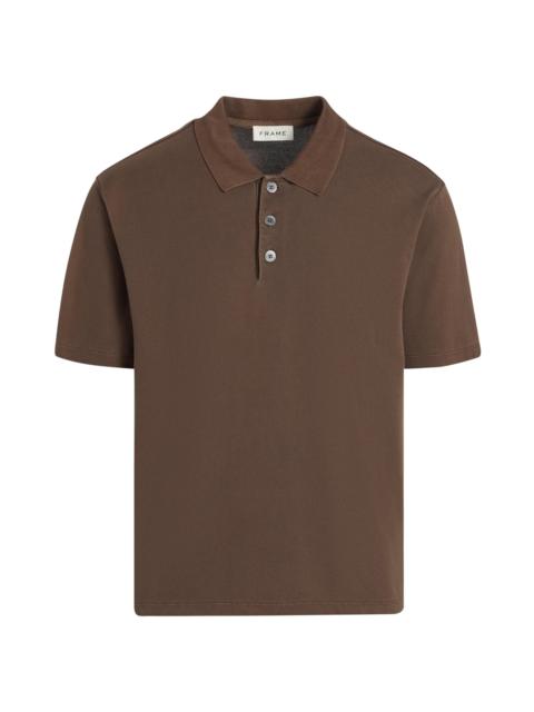 FRAME Men's Washed Light Pique Polo Shirt - Antique Cafe