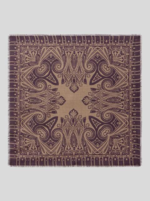 Etro WOOL AND SILK JACQUARD SCARF WITH HOUNDSTOOTH MOTIF AND PRINT