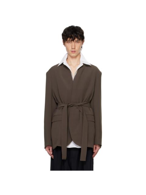 RAINMAKER KYOTO Taupe Stand Up Shawl Collar Blazer