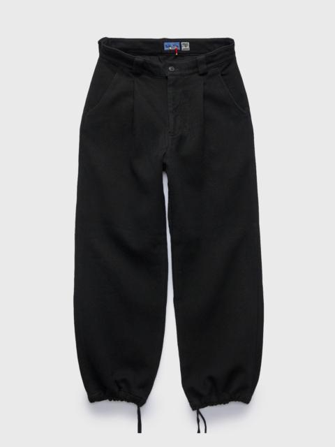 Blue Blue Japan Double Cloth Sashiko Wide Tuck Trousers in Black