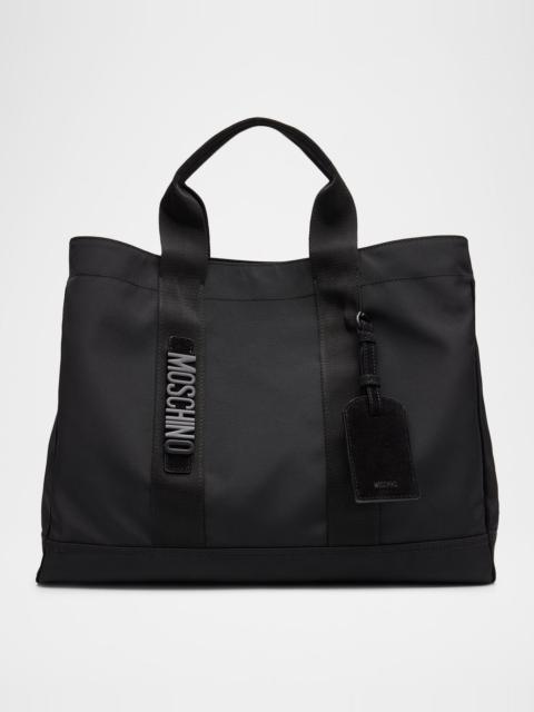 Moschino Men's Carry Me Cordura Medium Tote Bag with Crossbody Strap