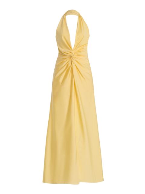 ANDRES OTALORA Exclusive Mendra Jersey Maxi Halter Dress yellow