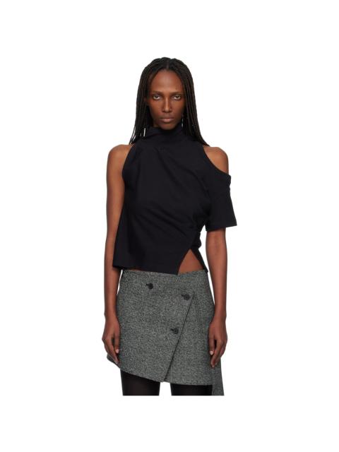courrèges Black Twisted Jersey T-shirt