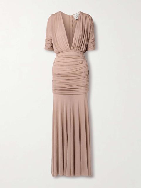 TOVE Devi ruched jersey maxi dress Pink