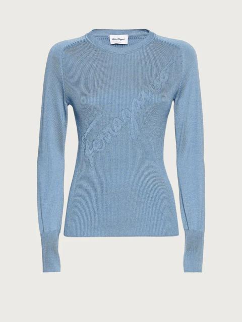 FERRAGAMO ROUND NECK SWEATER WITH INLAY