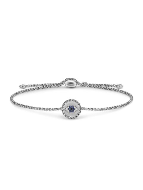 DAVID YURMAN Women's Evil Eye Bracelet in Sterling Silver with Light Blue Sapphires, Black Diamonds and Diamonds