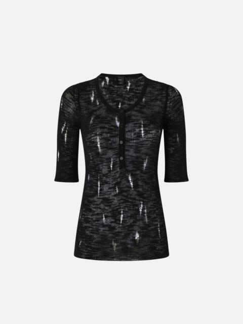 PINKO LIGHTWEIGHT RIBBED SERAPH SWEATER WITH RIPS