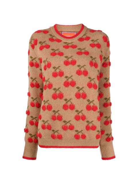 La DoubleJ cherry intarsia-knit jumper