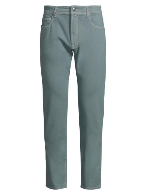 Canali Men's Washed Modern-Fit Slim-Straight Jeans - Green