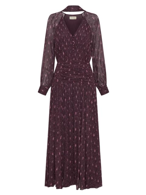 NICHOLAS Women's Draya Geometric Ruched Maxi Dress - Purple Pattern