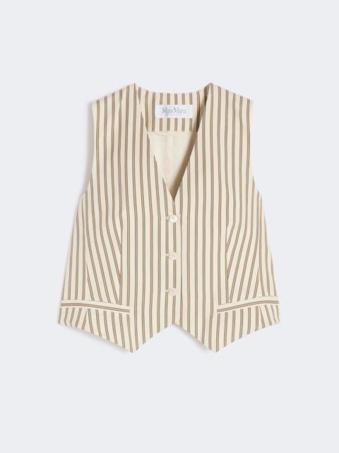 Max Mara Striped cotton and silk canvas gilet - BEIGE