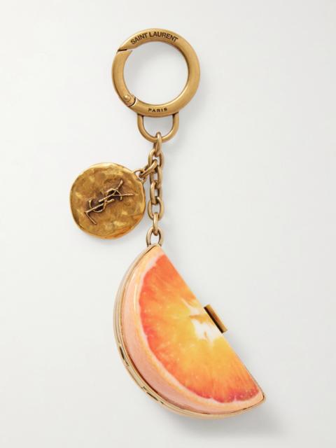 SAINT LAURENT Orange Gold-tone And Resin Bag Charm