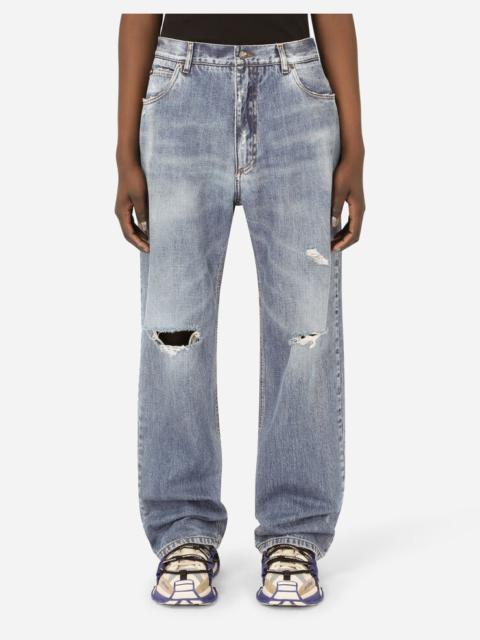 Dolce & Gabbana Oversize washed jeans with ripped knees