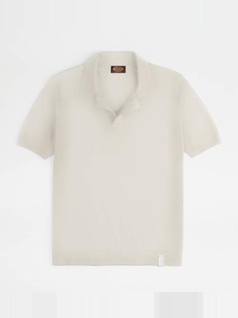 Tod's POLO SHIRT IN WOOL KNIT - GREY