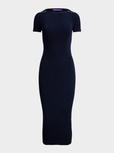 Ralph Lauren Dustan Rib-Knit Silk-Blend Day Dress