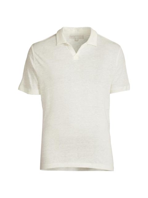 onia Men's Shaun Linen Polo Shirt - White