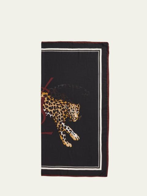 Leopard Cashmere-Blend Square Scarf