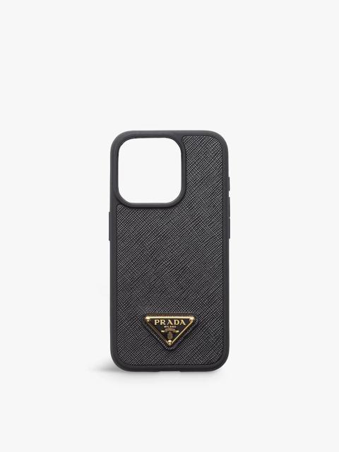 Prada Brand-plaque saffiano leather iPhone 15 Pro