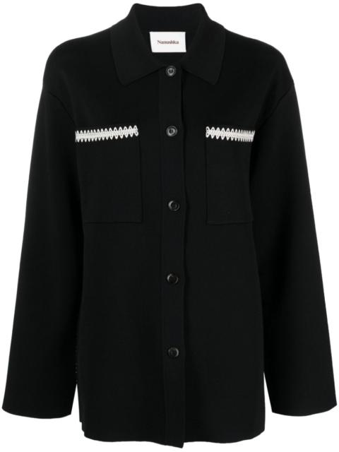 Nanushka Silvia crochet-trim shirt