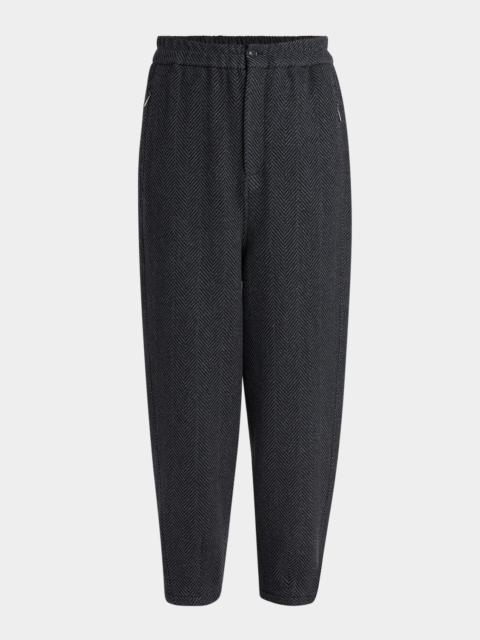 GIORGIO ARMANI Men's Cashmere and Cotton Chevron Stretch Pants