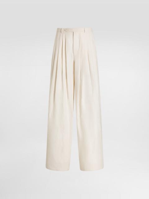 Dolce & Gabbana Cotton linen trousers with pleats