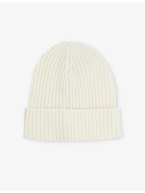 BOSS Logo-embroidered turn-up wool and cashmere-blend beanie