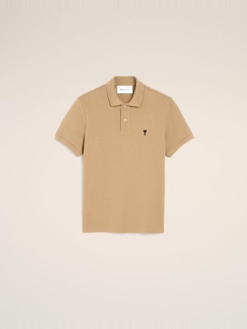 AMI Paris BEIGE COTTON POLO WITH AMI DE COEUR